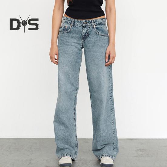 Pantalones de Mujer con Bolsillos Cintura Baja Rectos Pierna Ancha Cierre de Botón y Cremallera Pantalones Largos para Uso Diario Viajes