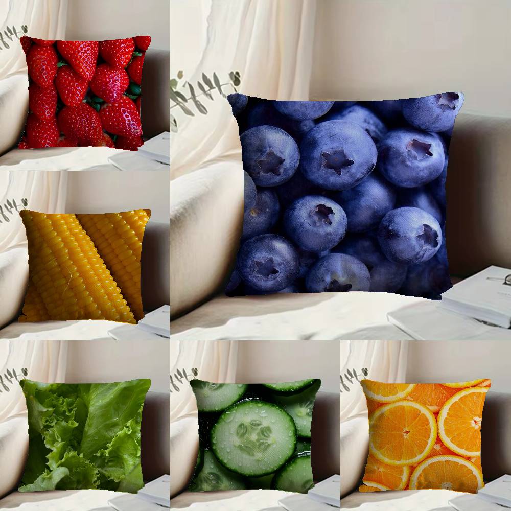 Fresh Food Anime Health Pillow Case Anti-dustmite Pillowcase Invisible zipper silky short plush Sofa cushion cover