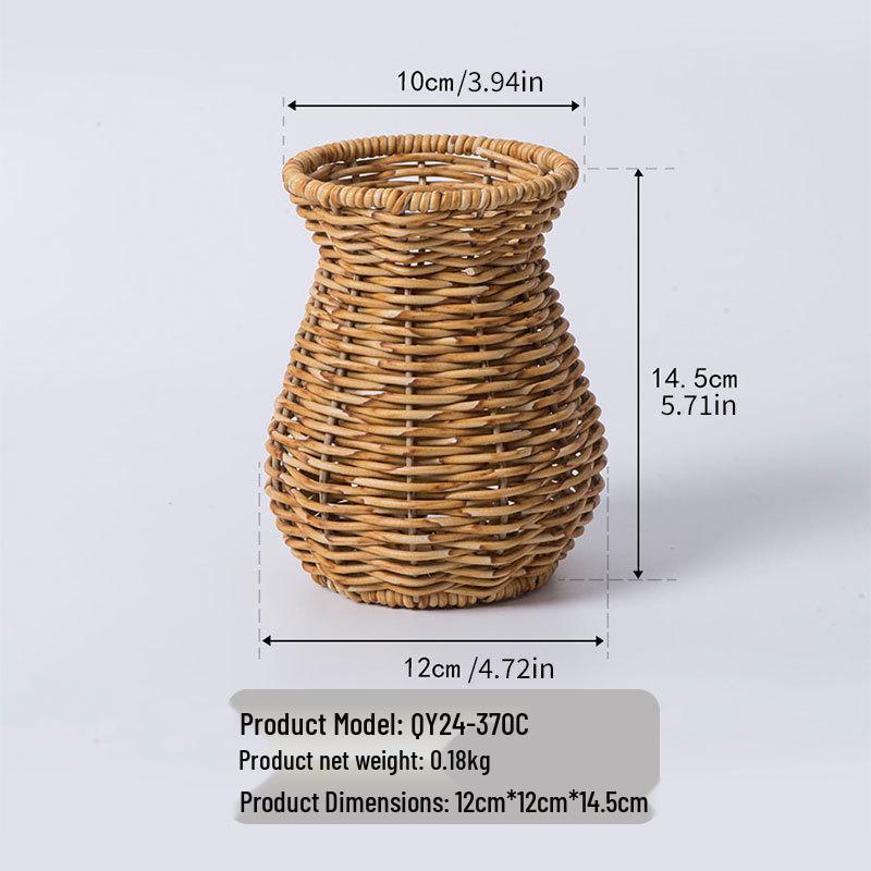 Hand-Woven Rattan Flower Vase: Indoor Decorative Pastoral Style for Dried Flowers