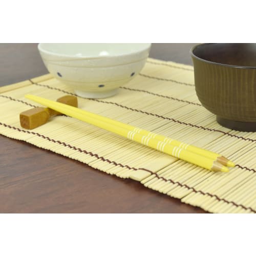Aoba Chopsticks, Dishwasher Safe, Natural Wood, Colored Pencil, Border, Yellow, 22.5cm