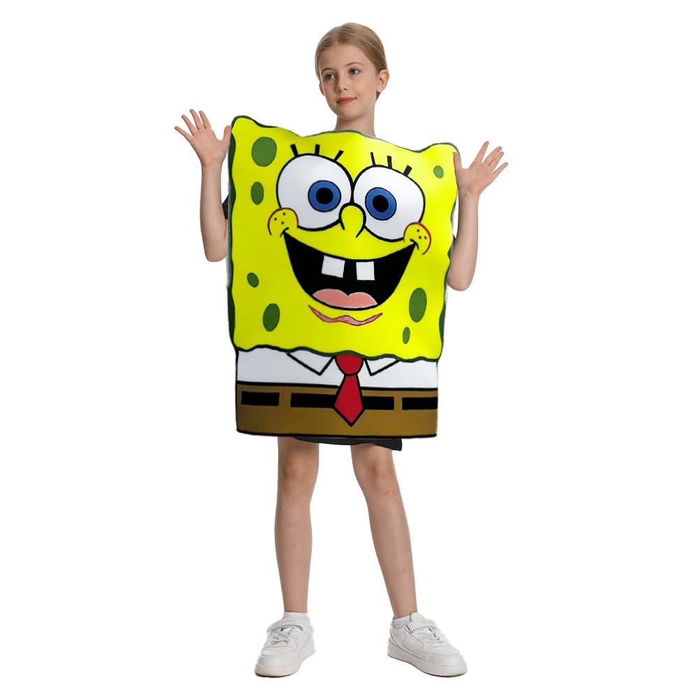 SpongeBob Costume Adult Kids Halloween Cartoon Stage Outfit Funny Sponge Suit New Party Cosplay
