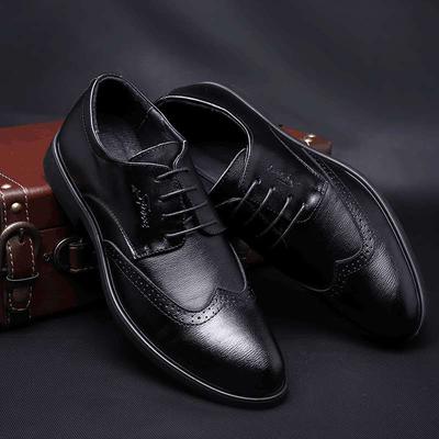 Schwarze Herren-Business-Lederschuhe, atmungsaktive, rutschfeste schwarze Schnürschuhe