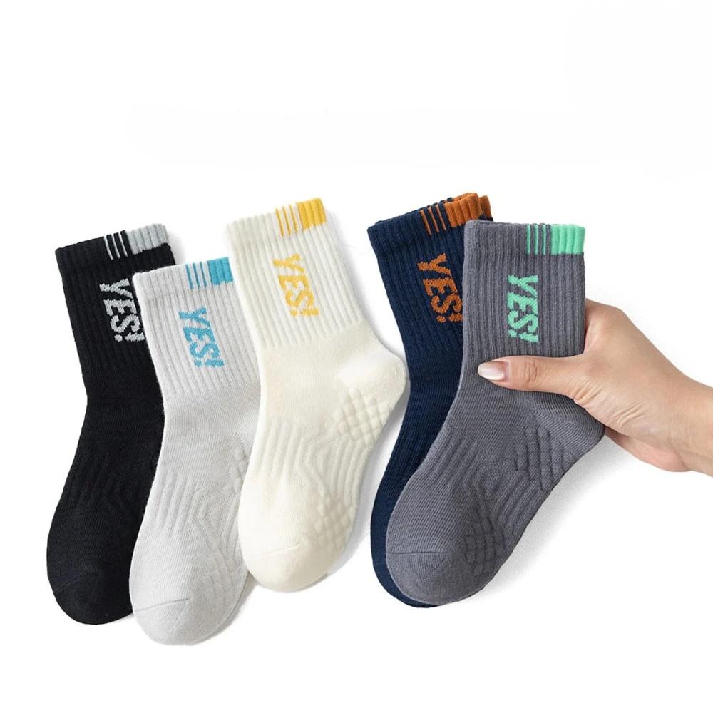 

5 пар детских спортивных носков 1-14 лет, хлопковые носки средней длины, дышащие, нескользящие, растягивающиеся, цветные, не выцветающие 9-16 years(19-23 cm)