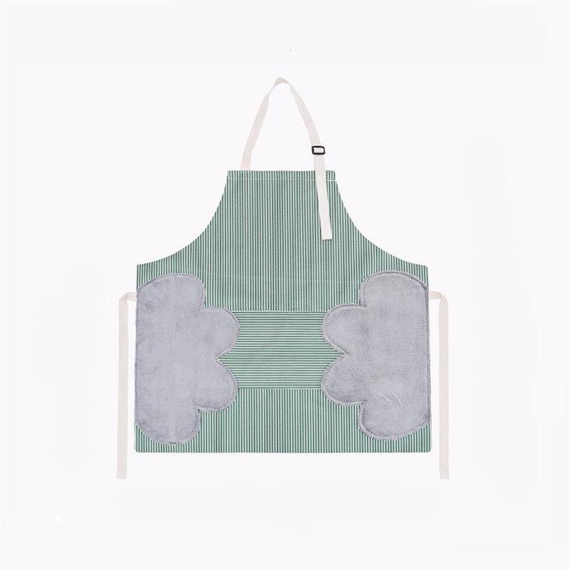 Waterproof Striped Apron with Hand-Wiping Feature for Cooking