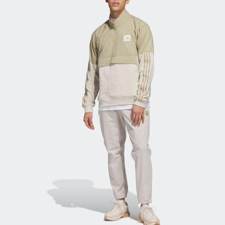 Adidas Striped Half-Zip Layered Retro Sports Jacket Men Jacket Brown HS3207