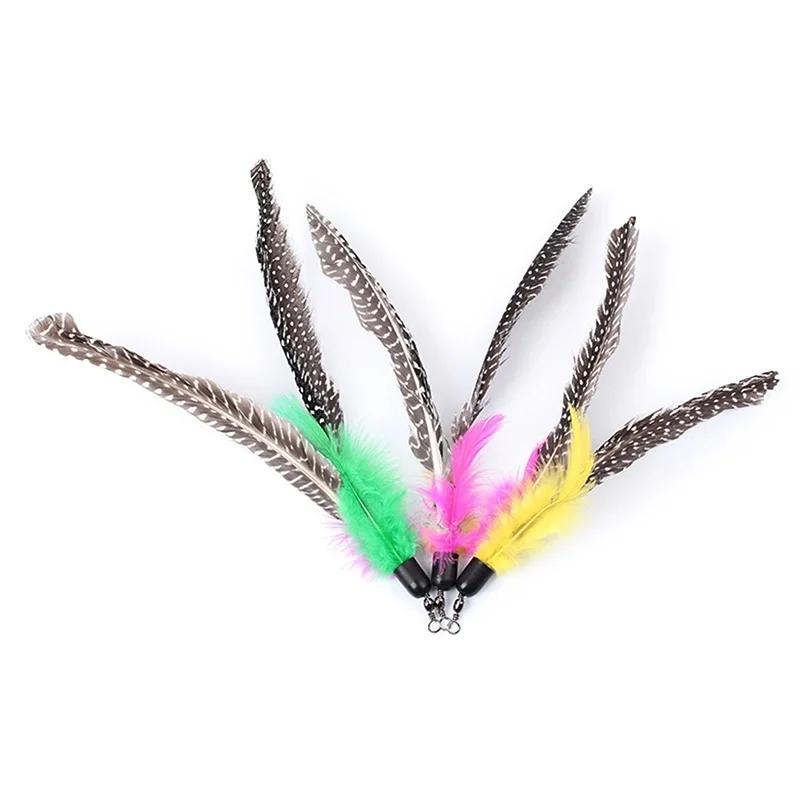 4pcs/Lot Toys Pearl Bird-Style Wire Feather Replacement Head For Cat Teaser Suitable Household Playing With Pet Cats Supplies