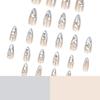 24/30PCS/BOX Cat Eyes False Nail 3D Bow Ripple Love Pearl Full Cover Fake Nail with Jelly Stickers Simple French Lines Nail Tips