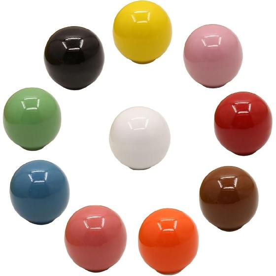10 Pcs Vintage Colorful Ceramic Door Drawer Handles, 33mm Round Drawer Knobs, Furniture Knobs, Door Knobs, Ball Shape Furniture Handles for