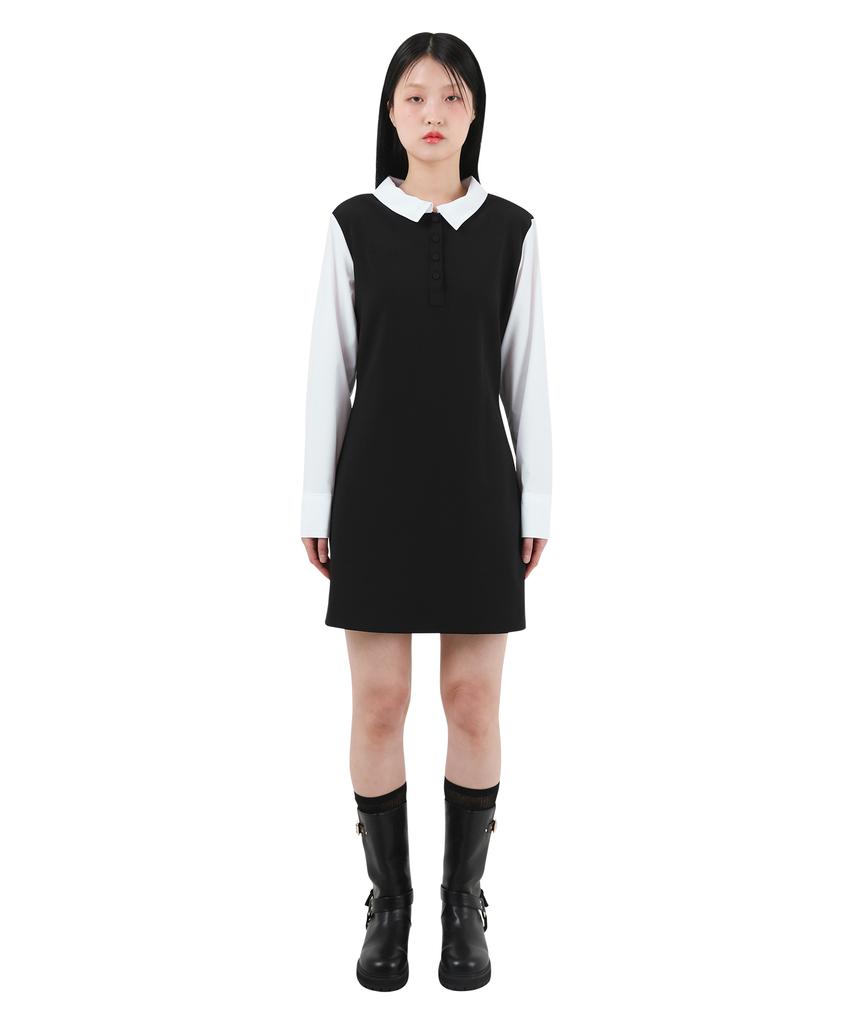 Catharsis Contrast Corset Collar Dress Black One Size