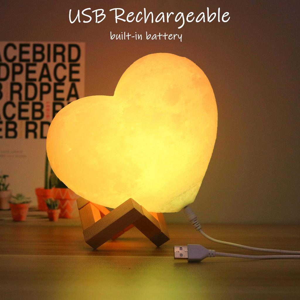 Heart Shaped Night Light 16 Colors Adjustable USB Bedside Lamp Rechargeable for Christmas Valentine Day Anniversary Wedding