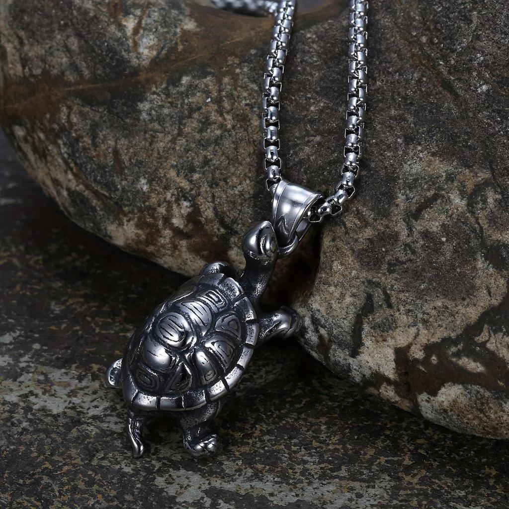 Colier cu pandantiv pentru bărbați, stil motocicletă personalizat vintage, accesorii pentru gât, model broască țestoasă