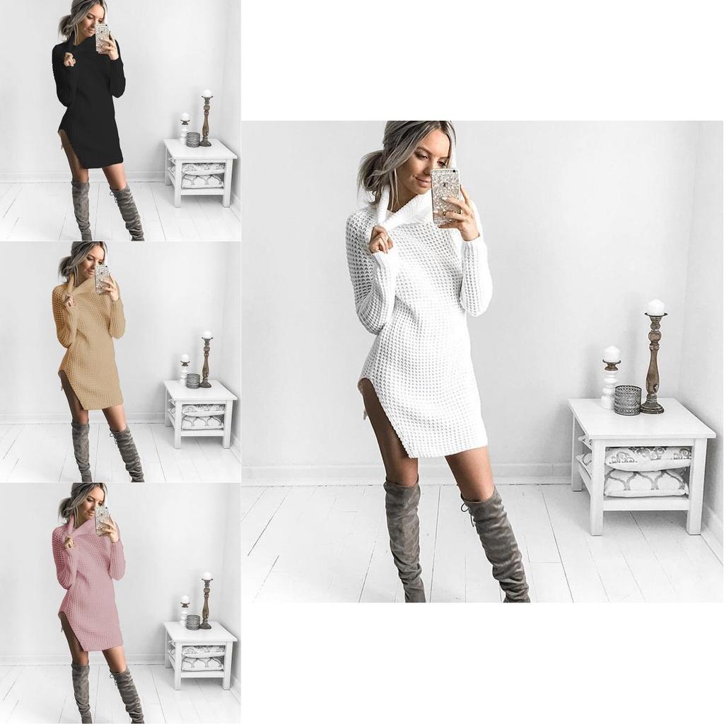 Autumn And Winter New Knit Sexy Split Turtleneck Sweater For Women In Premium Quality