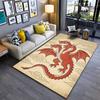 Red Three-Headed Dragon On Beige Carpet with Cloud Patterns Suitable for Use As an Anti-slip for Living Room Bedroom Sofas