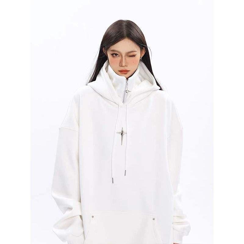 Womens Oversized Hooded Sweatshirt With Metallic