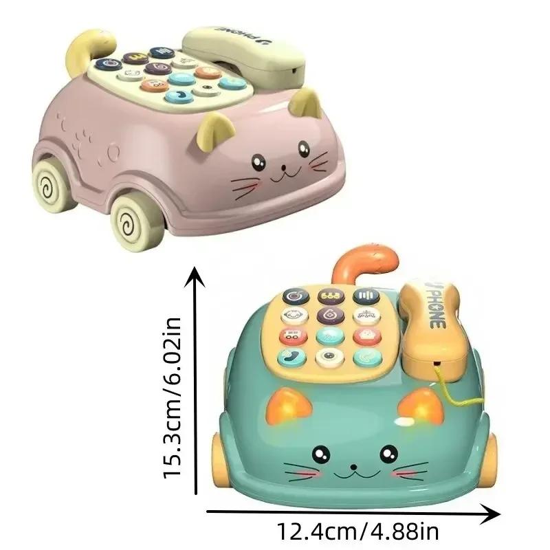 Cat Pull Simulation Wired Phone Cartoon Animal Intelligent Music Mobile Bilingual Teaching Simulation Early Education Toy