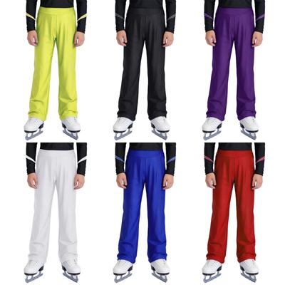 Boys Figure Skating Costume Elastic Waistband Straight Leg Pants Dance Competition