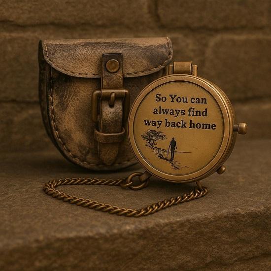 

Brass Working Compass With Leather Cover Nautical Gift for Men, Adventure Travel Tool, Father s Day Gift, Explorer Collectible