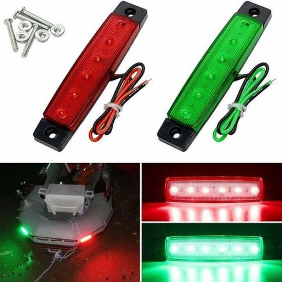 2x 3.8 Marine Boat Bow LED Navigation Lights Red/Green Stern Starboard Lights