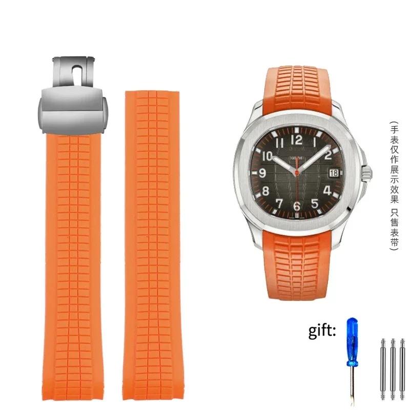 Prémiový měkký gumový řemínek k hodinkám Pasuje na Patek Philippe Silikon 5164A 5167A 5168A 21mm Skládací spona Řemínky k hodinkám