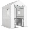 Serra per Pomodori Serra con Fioriera a Rialzo Finestra con Porta Arrotolabile Tetto Inclinato 141 x 141 x 190 cm Bianco