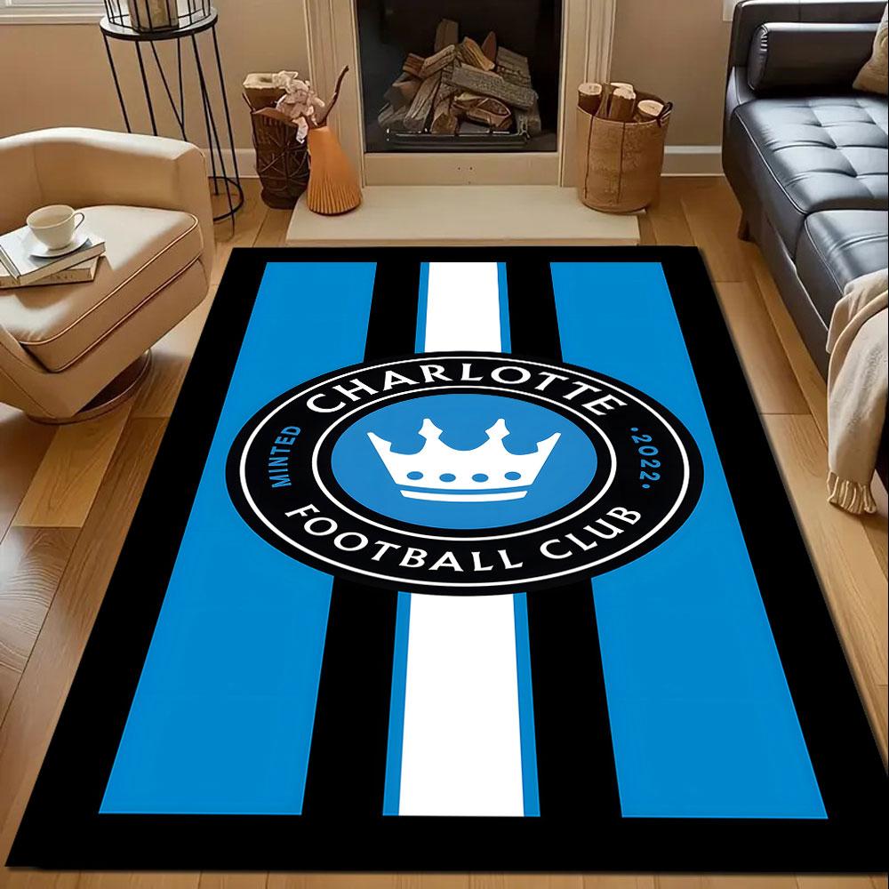 Charlotte FC Logo Design Patterned carpet, non slip mat suitable for living room and bedroom sofas