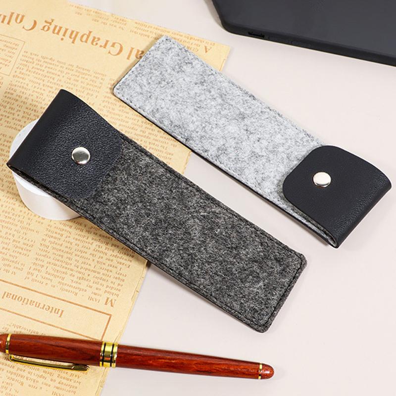 

Vintage Felt Leather Pencil Bag Flap Pen Case Pocket Portable Storage Bag