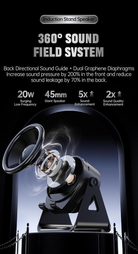 Rotating Multi-functional Induction Speaker & Wireless Charger Phone Holder