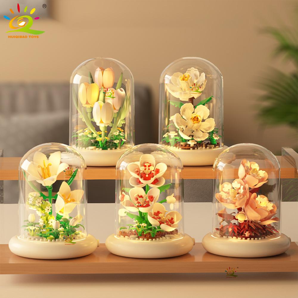 Moc Ewiges Blumenstrauß Displaybox Mikro-Baustein Blumenmodell DIY Haushalt Tischpflanze Dekoration Ziegel Spielzeug für Kinder