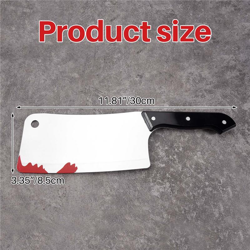 2025 Trend Bloody Cleaver, Fake Knifes Realistic Kitchen Cleaver Prop For Halloween Prank Stage Props