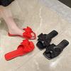Summer new bow sandals women's soft bottom fashion flat bottom one-word drag