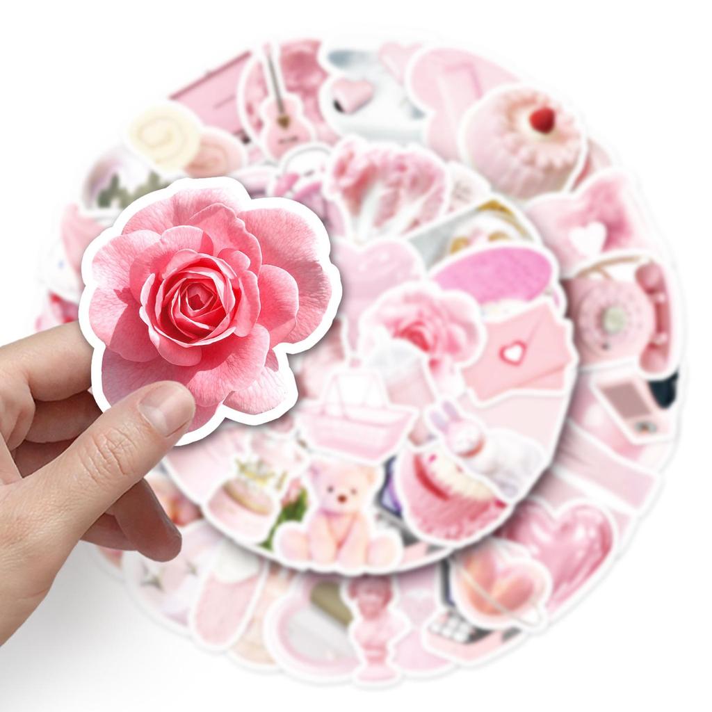 50 Pink INS Style Graffiti Stickers for Personalized DIY Projects: Diary, Milk Tea Cup, and Suitcase Decoration