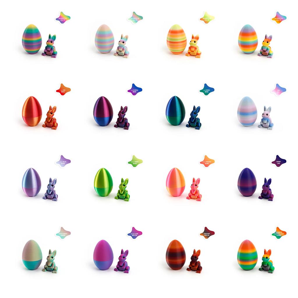 3D Printed Rabbit Eggs Ornament Animal Model Easter Rabbit Home Desktop Ornament Happy Easter Gift for Kids