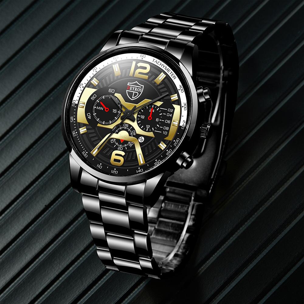 

DEYROS Fashion Business Luxury Gold Мужские часы Поддельные мужские кварцевые наручные часы с тремя глазами и датой, мужской выбор