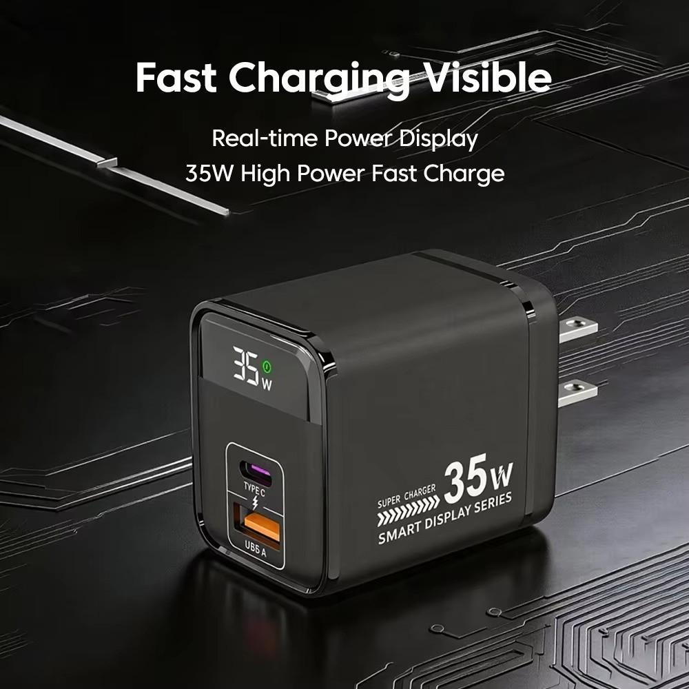Quick Charge Phone Fast Charger Digital Display Phone Power Adapter Wall Plug