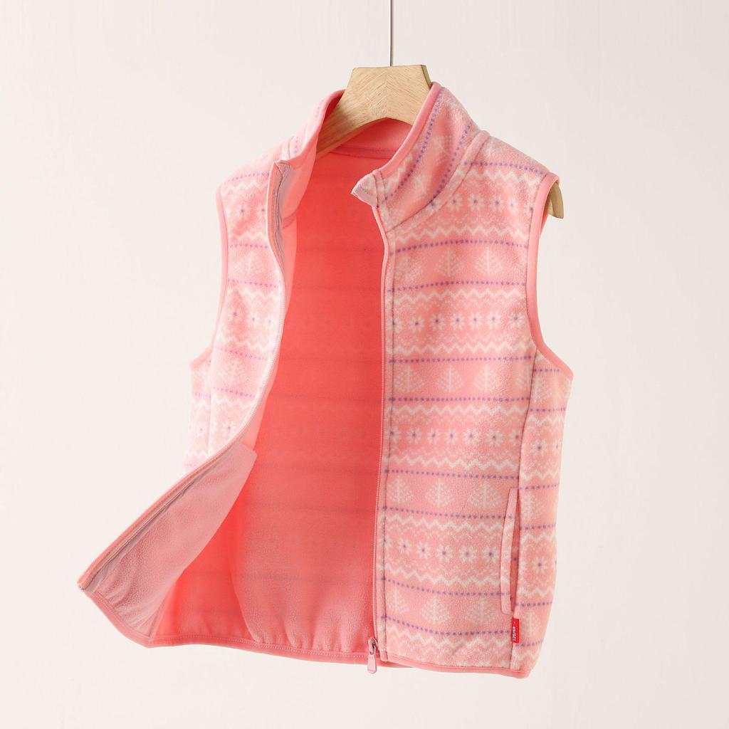 Dívčí fleecová vesta s potiskem: Útulné, celoroční svrchní oblečení a možnost školní uniformy