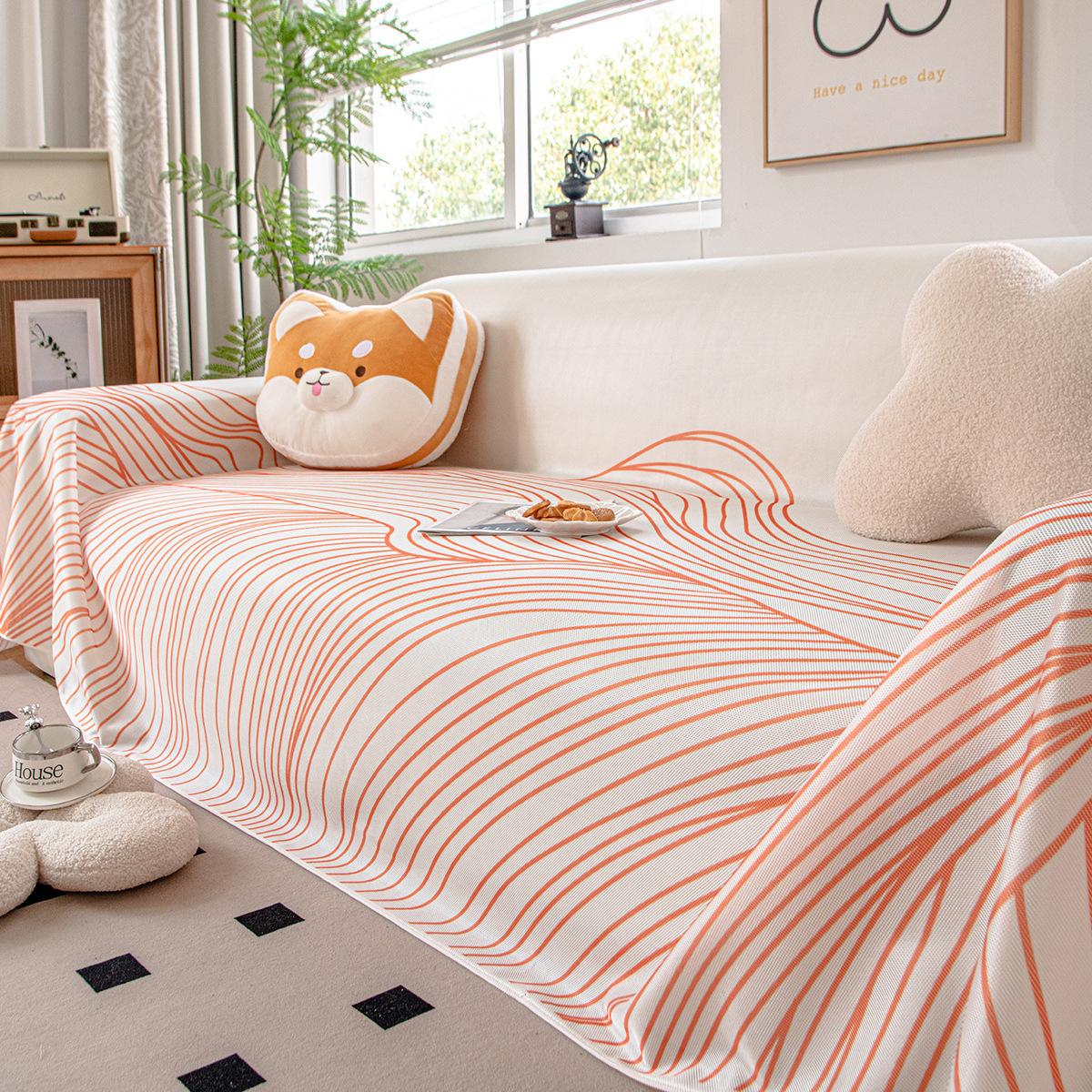 

Простой современный чехол для дивана, полотенце, высококачественная летняя подушка для дивана из ледяного шелка, нескользящая, устойчивая к пятнам, тонкая универсальная подушка для дивана 180*130cm