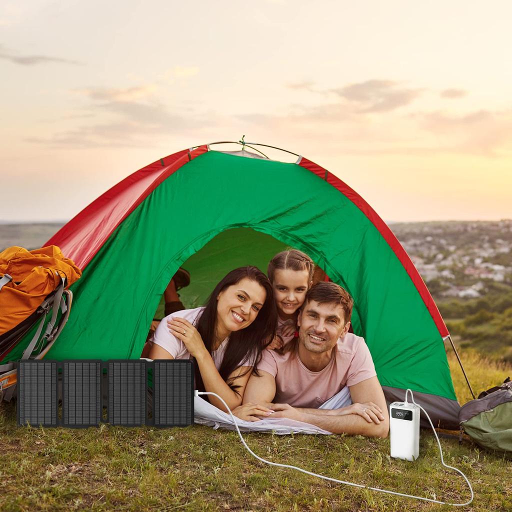 FlexSolar 30W Solar Panel, USB-A to Type-C Port, Foldable, Compact Solar Charger, IP67 Waterproof, Suitable for Earthquakes, Disasters, Outdoor Use, C
