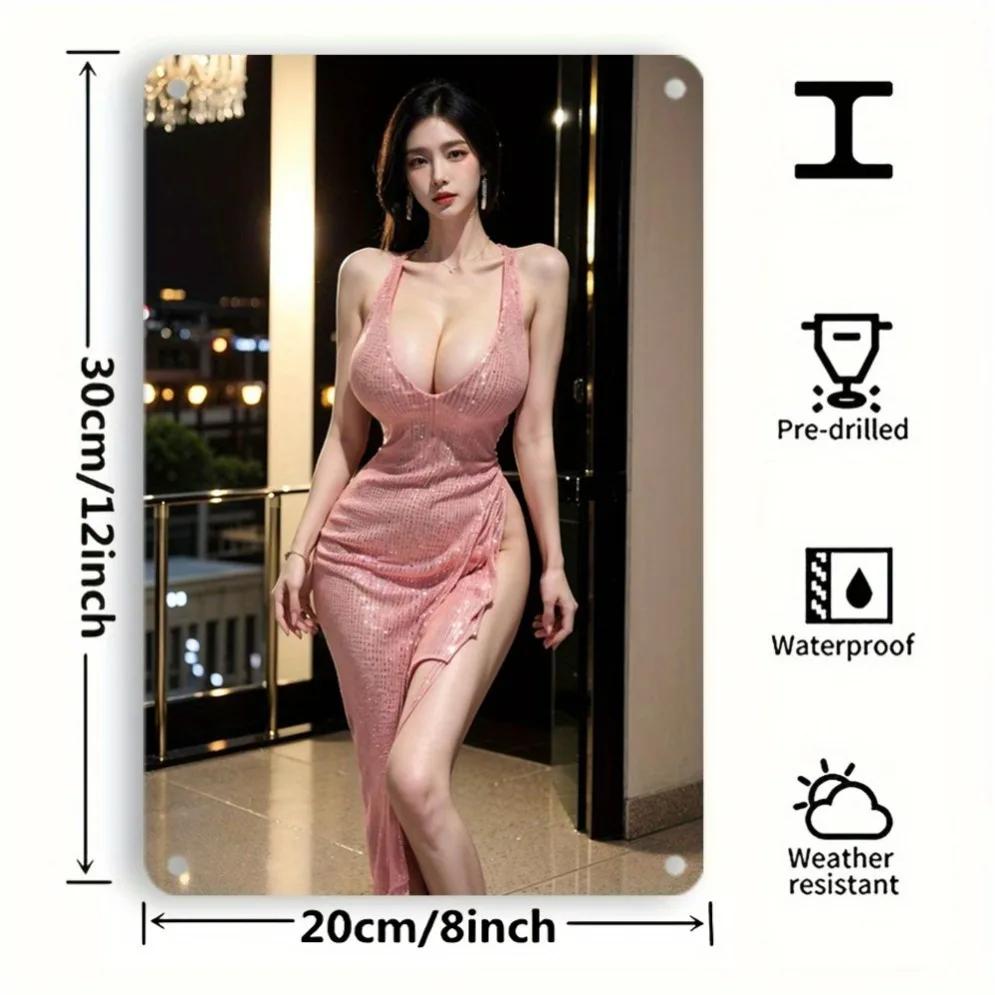 

Вінтажний Рожевий Металевий Настінний Знак Ретро Тин Плакета 8x12 Дюймів Декор для Домашнього Бару 20x30cm білий