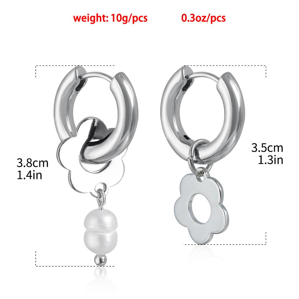 1 Pair Earrings Sweet Cool Fashion Asymmetrical Festival Gifts Flower Daily Wear For Women Personality Ear Buckles Heart-shaped Jewelry
