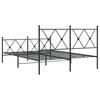 Metal Bed Frame with Headboard and Footboard Black 137x190 cm