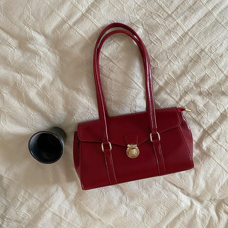 Borsa Rossa Festiva per Donna Nuova Borsa da Sposa Texturizzata Borsa a Mano Versatile con Temperamento Grande Capacità Monospalla Borsa da Matrimonio