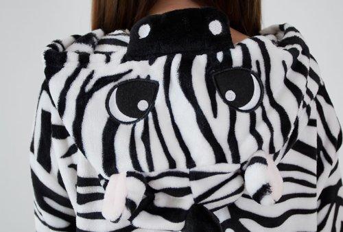 Dorawithme Zebra Kigurumi Animal Kigurumi Adult Sleepwear, Full Body Type, Halloween, Unisex (L (171cm-180cm))