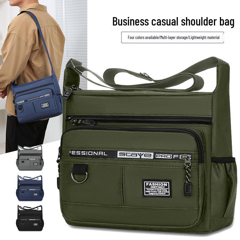 Simplified Men's Canvas Crossbody Bag - Multi-Compartment, Large Capacity, Outdoor Casual, Single Shoulder
