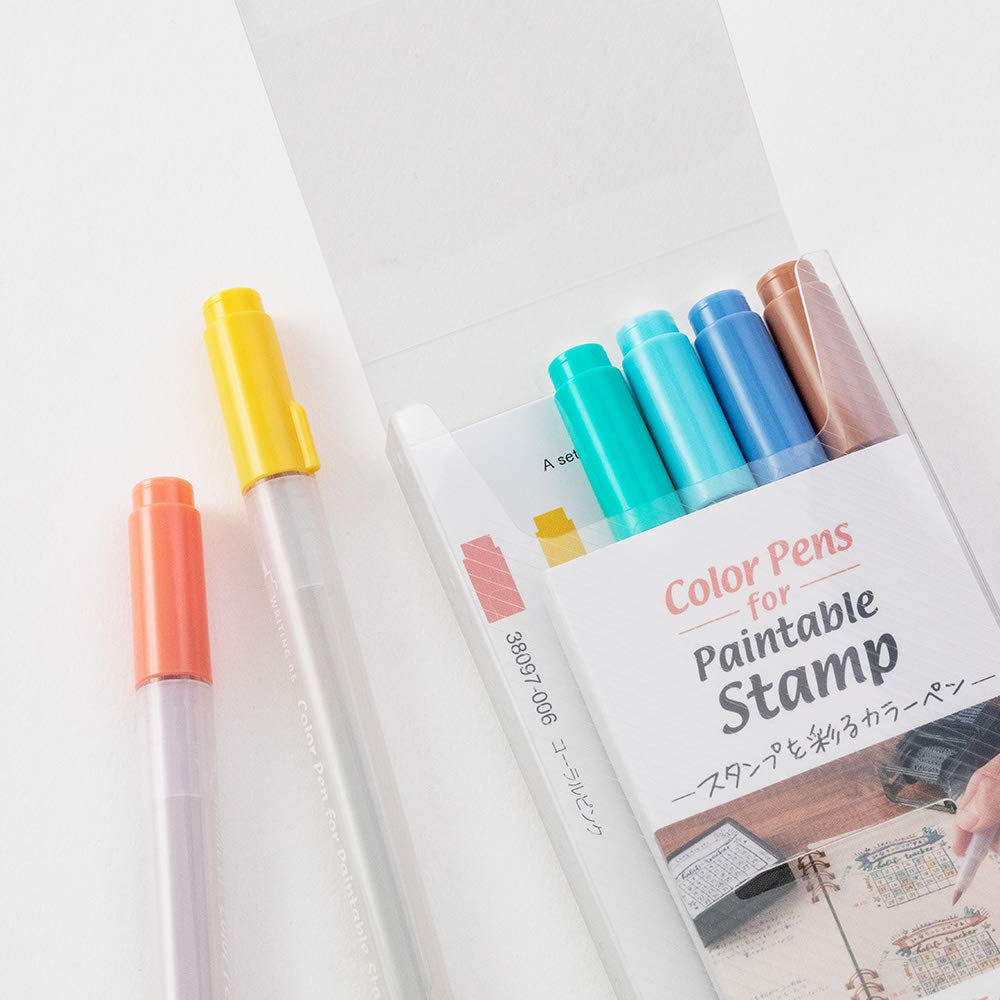 Midori Color Pens Paintable Stamps Set of 6 - All 3 Types