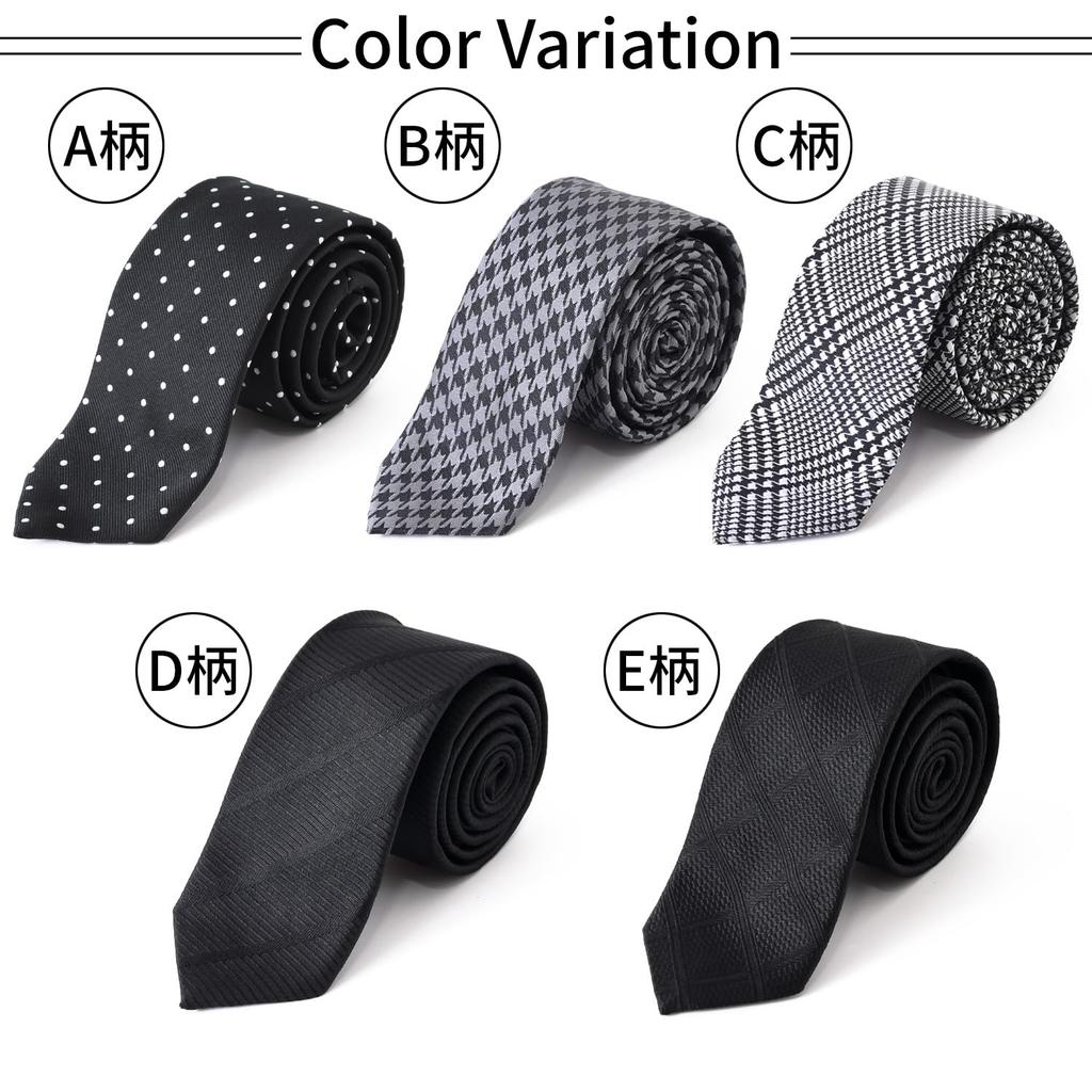 Rachel Narrow Tie, Slim Necktie, Made in Japan, Washable, Slim Fit, Glossy Finish, Monotone (Pattern C)