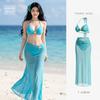 Swimsuit Women's Island Vacation Wind White Lake Blue Split Bikini Sexy and Thin Beautiful Long Dress
