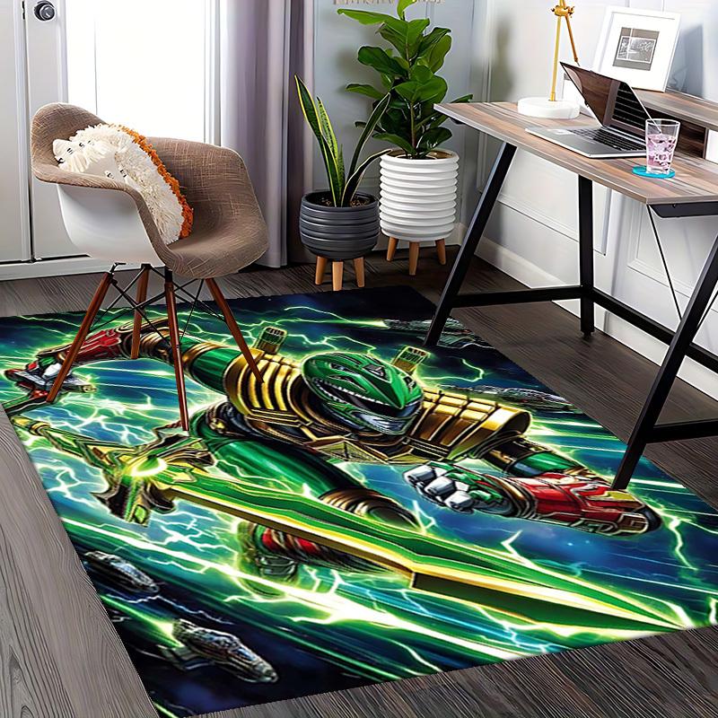 1pc Power Rangers Green Ranger Anime Cartoon Design Office Chair Mat Non-Slip Carpet for Home Decor, Suitable for All Seasons, Ideal Gift for Fans.Y09