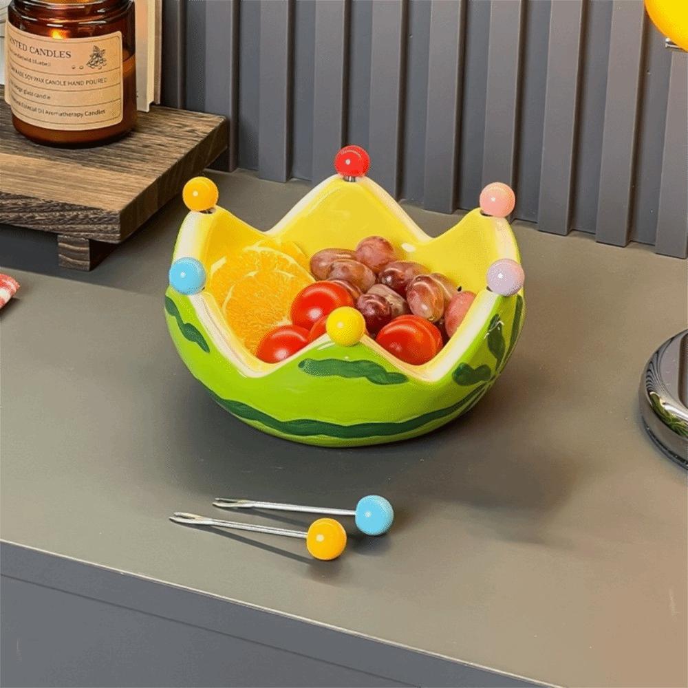 with Food Forks Salad Bowl Large Capacity Dessert Storage Plate Ceramic Fruit Plate  Dinnerware