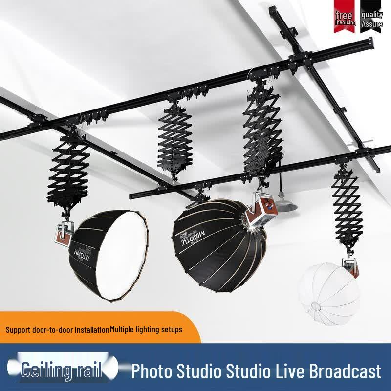 Miao Tu Ceiling Track Studio Lighting System with Constant Force Boom