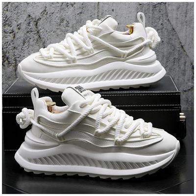 Fashion2024 New Fashion Solid Color Chunky Heel Men Sneakers Casual Leather Platform Flat Sports Shoes Designer Shoes for Men